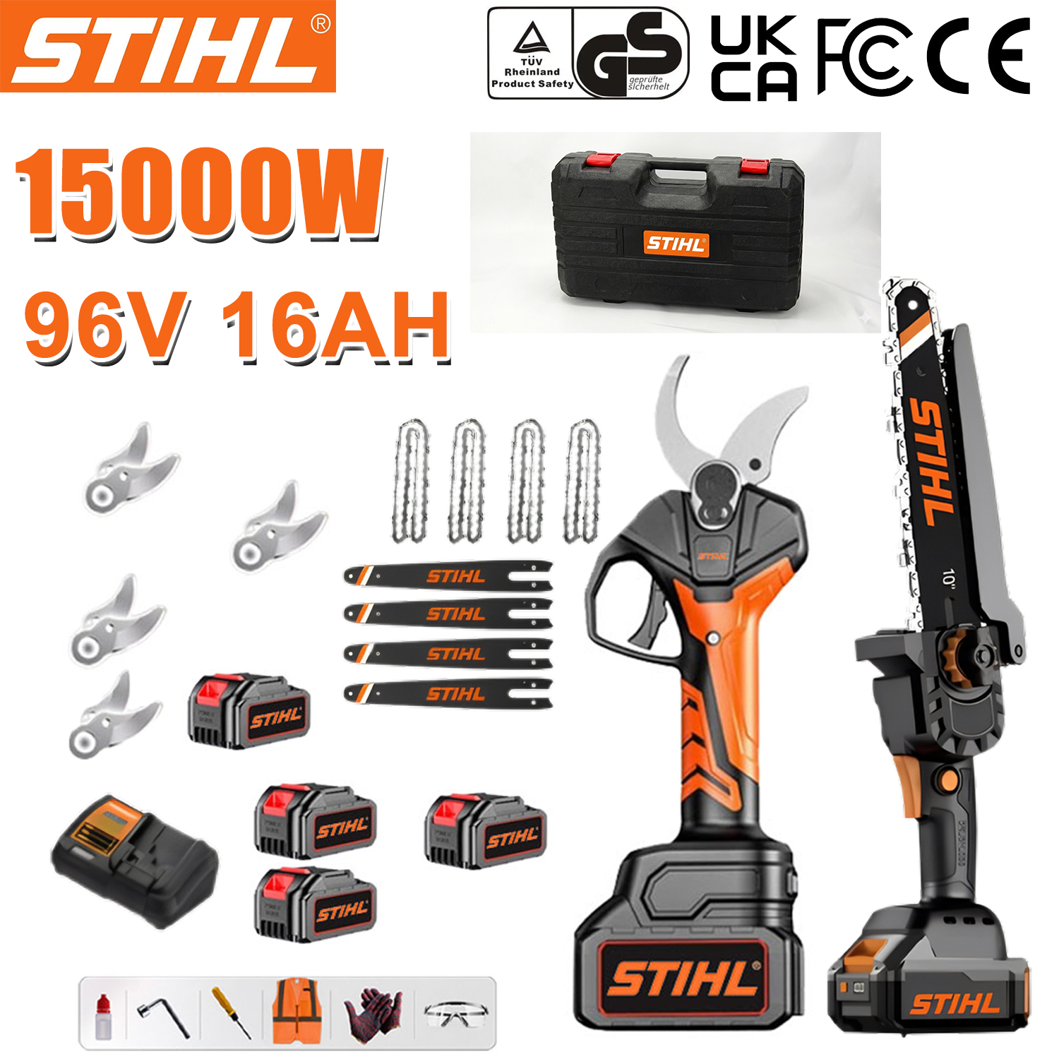 Elektrická motorová pila/zastřihovač STIHL 10 palců, bezkartáčová lithium-iontová, 15 000 W