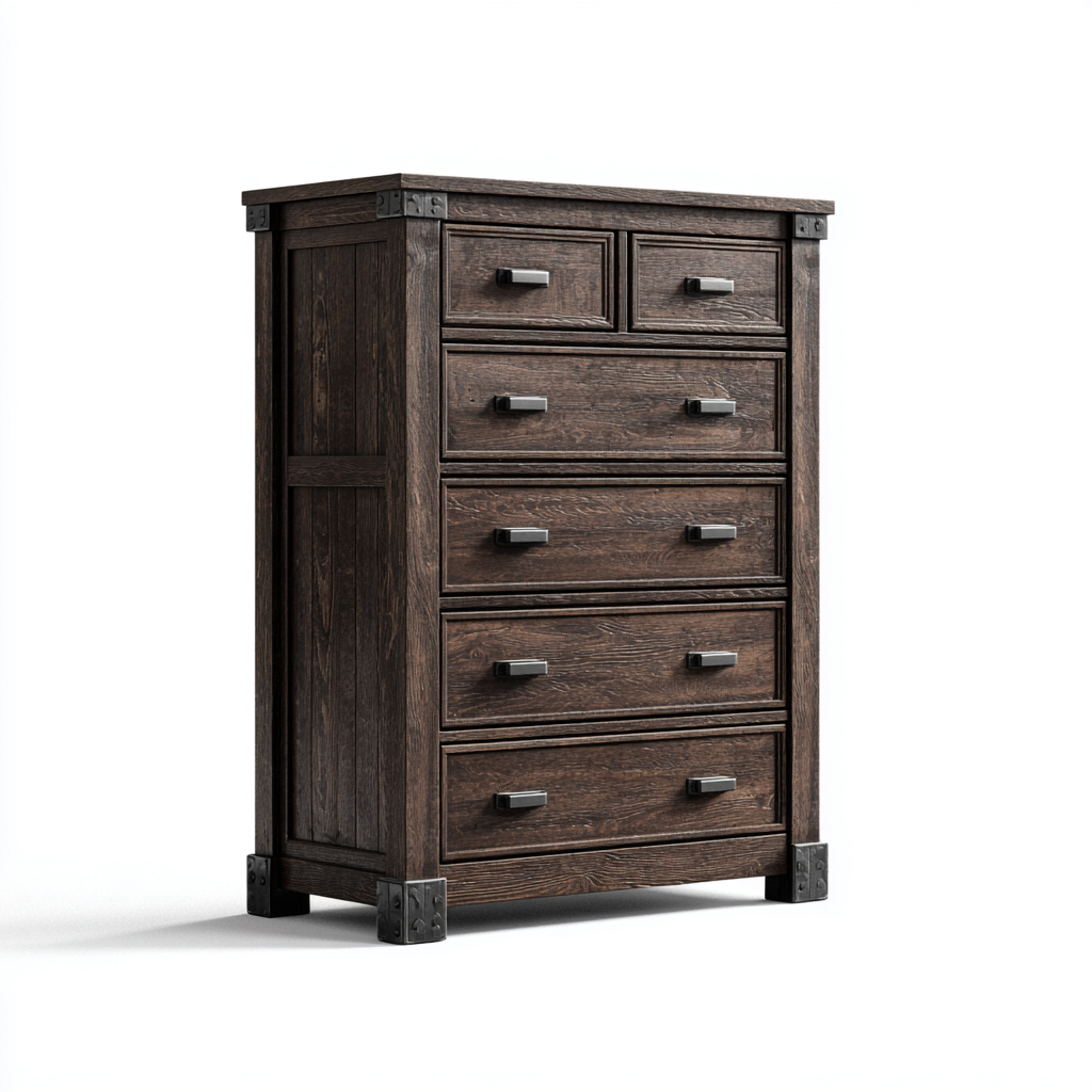 Cassettiera legno 80x45x110 cm Marrone Stile industriale robusto-Nestgetnest