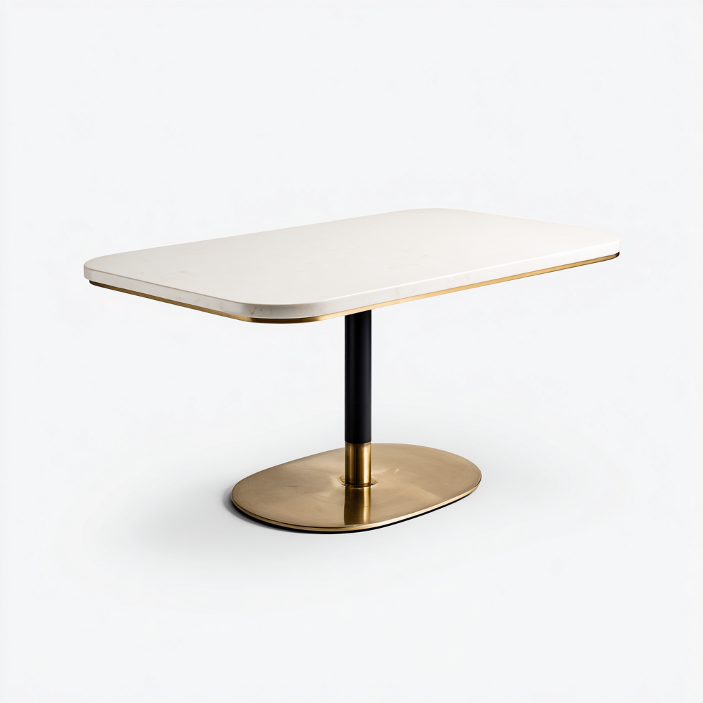 Tavolo da pranzo con piano rettangolare 160x80x75 cm - bianco-oro - design moderno per sala da pranzo-Nestgetnest