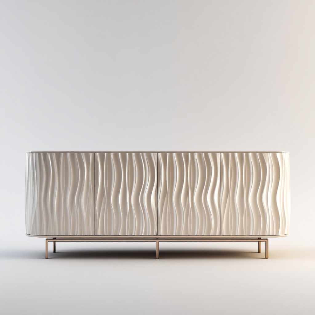Credenza in legno 180x45x80 cm - Avorio-Oro - Design contemporaneo-Nestgetnest