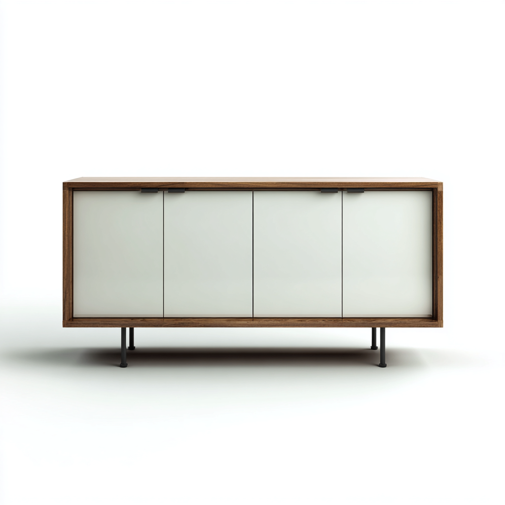 Credenza con ante 200x45x80 cm - marrone-bianco - design moderno-Nestgetnest