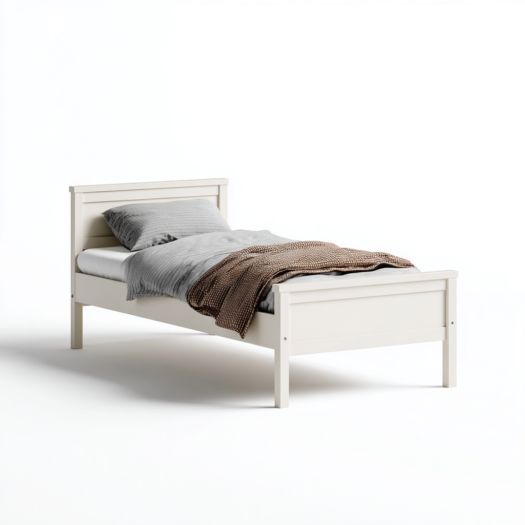 Letto singolo in legno 200x90x85 cm - bianco - design classico-Nestgetnest