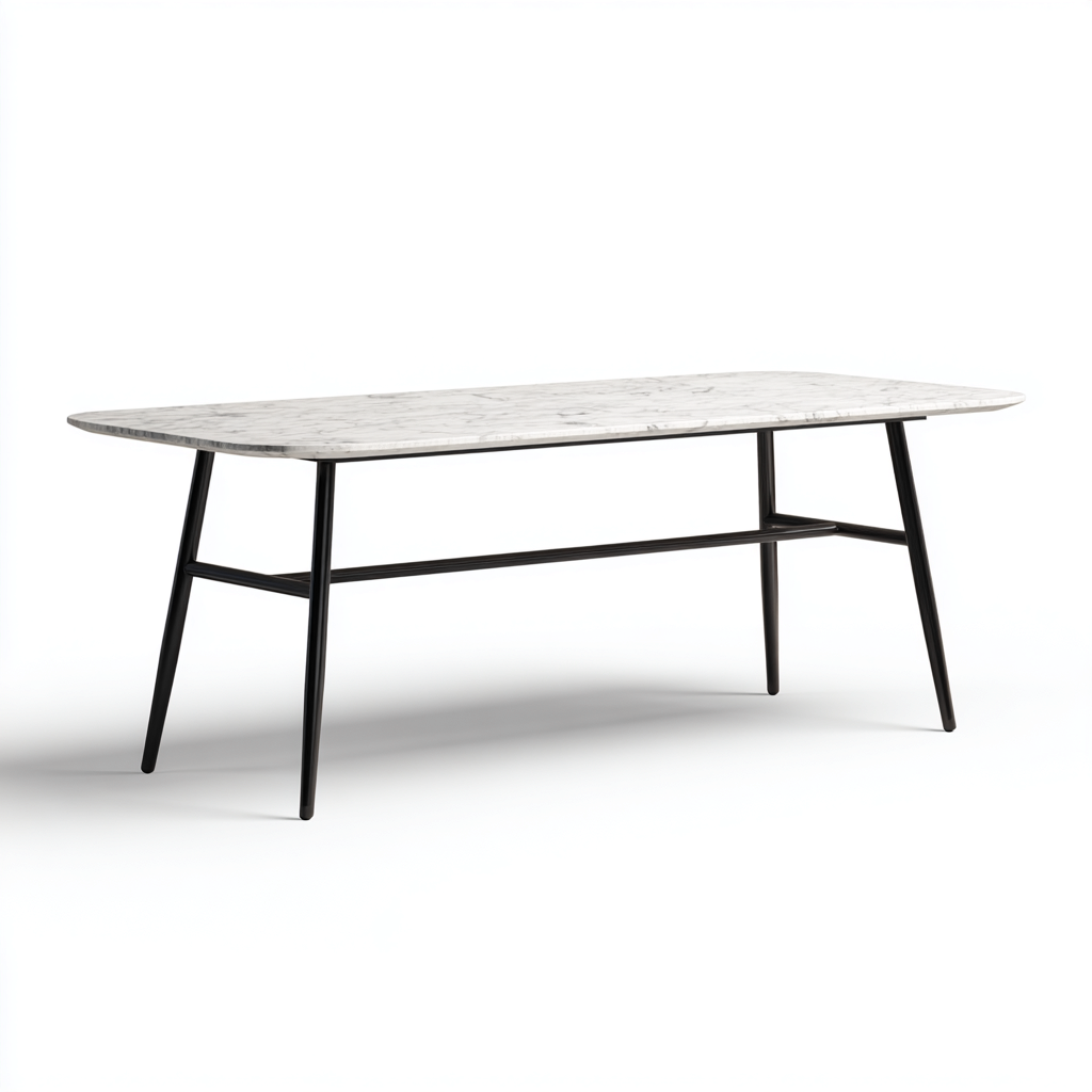 Tavolo da pranzo rettangolare 180x90x75 cm - bianco-nero - stile moderno-Nestgetnest
