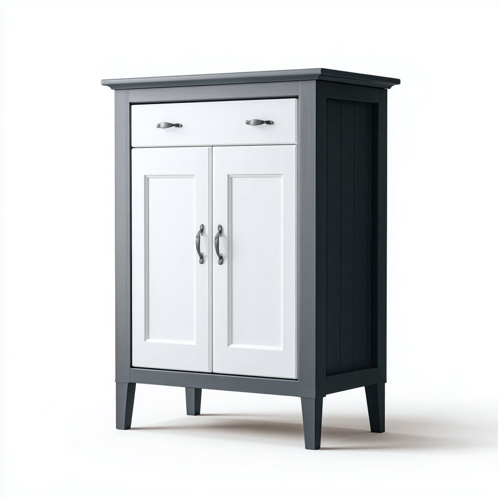 Mobile bagno in legno 60x35x85 cm - grigio-bianco - design classico per bagno-Nestgetnest