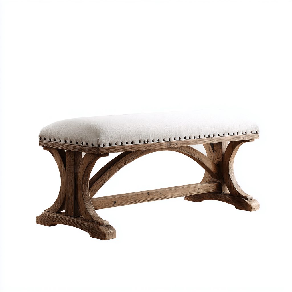 Panca da ingresso imbottita in legno 110x42x50 cm - beige-marrone - stile rustico classico-Nestgetnest