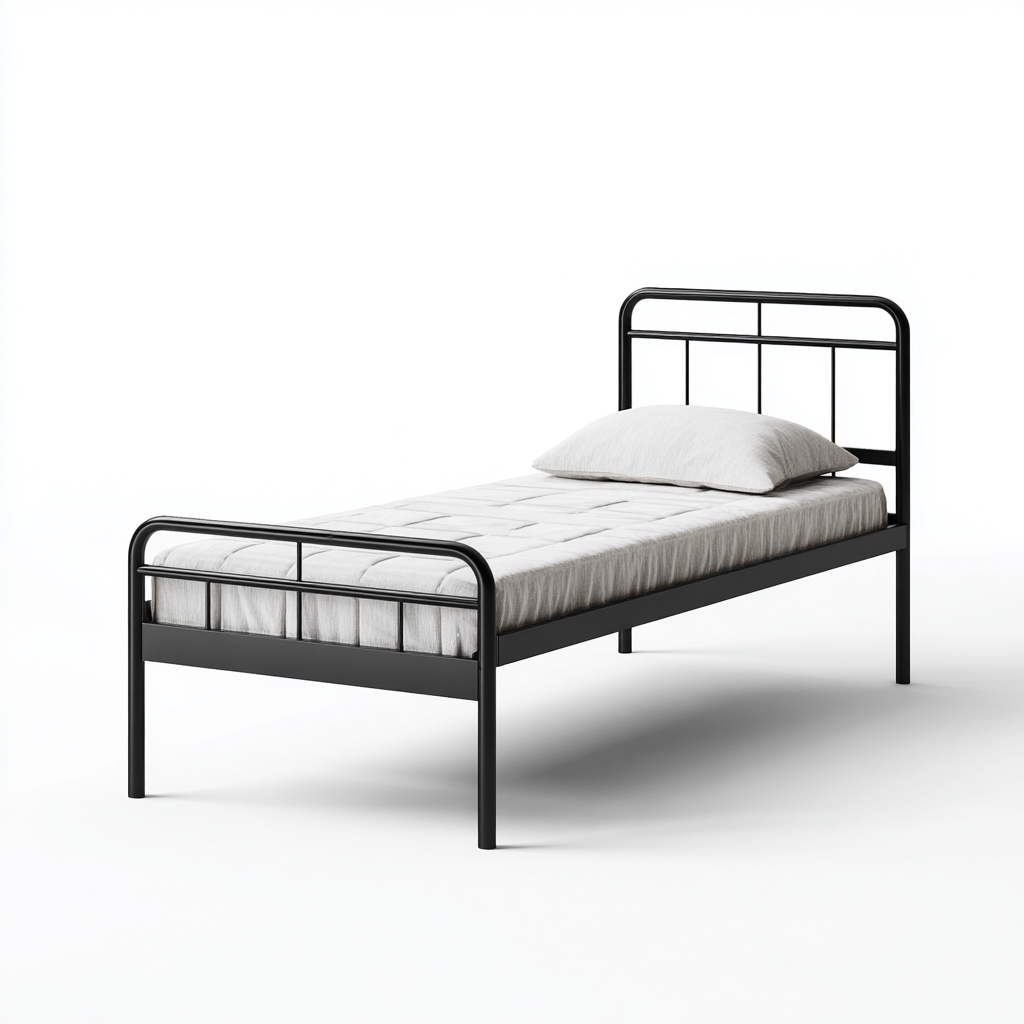 Letto singolo in metallo 190x90x95 cm - nero - design essenziale per camera-Nestgetnest