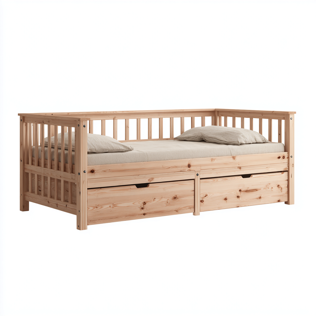 Divano letto in legno massello 200x90x75 cm - naturale - design funzionale per casa-Nestgetnest