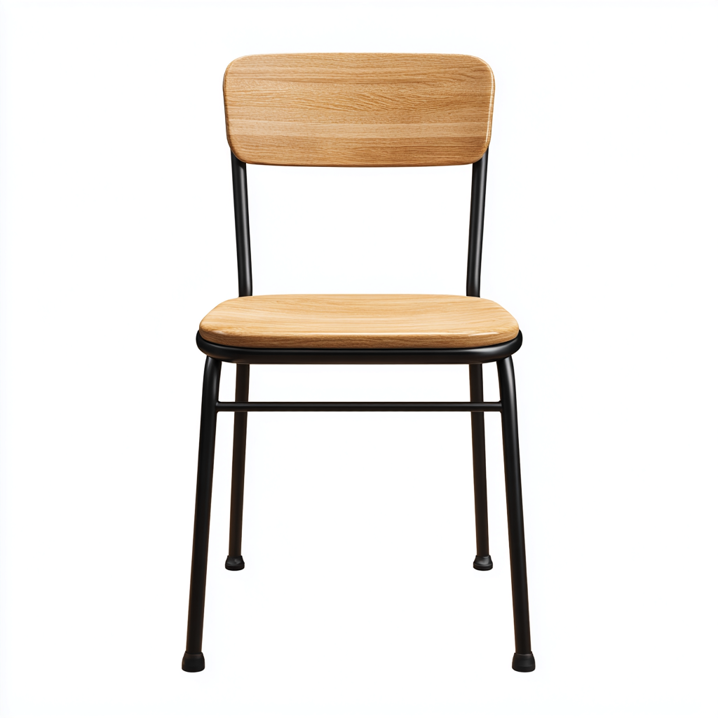 Sedia da pranzo in legno naturale e metallo nero 44x50x82 cm - seduta ergonomica - stile moderno per sala da pranzo-Nestgetnest