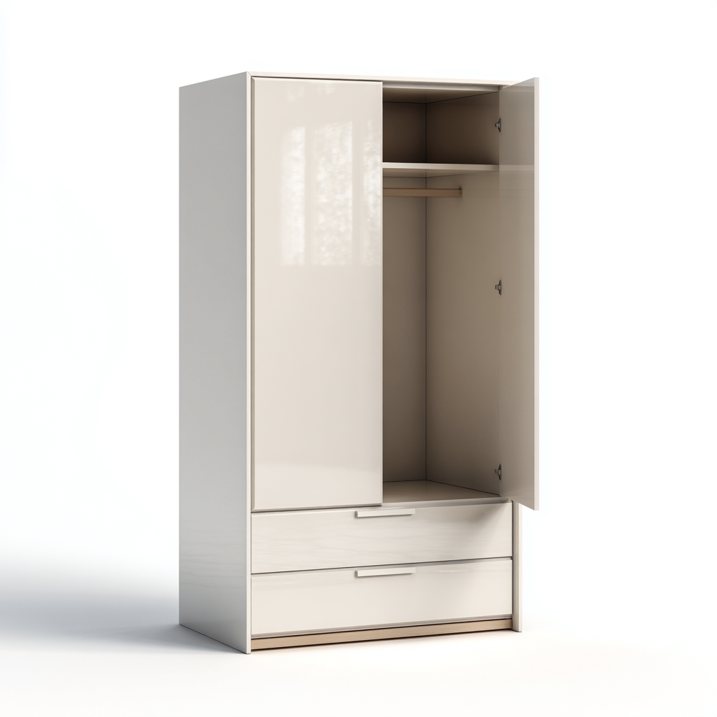 Armadio in legno con cassetti 90x55x190 cm - beige - design moderno per camera-Nestgetnest