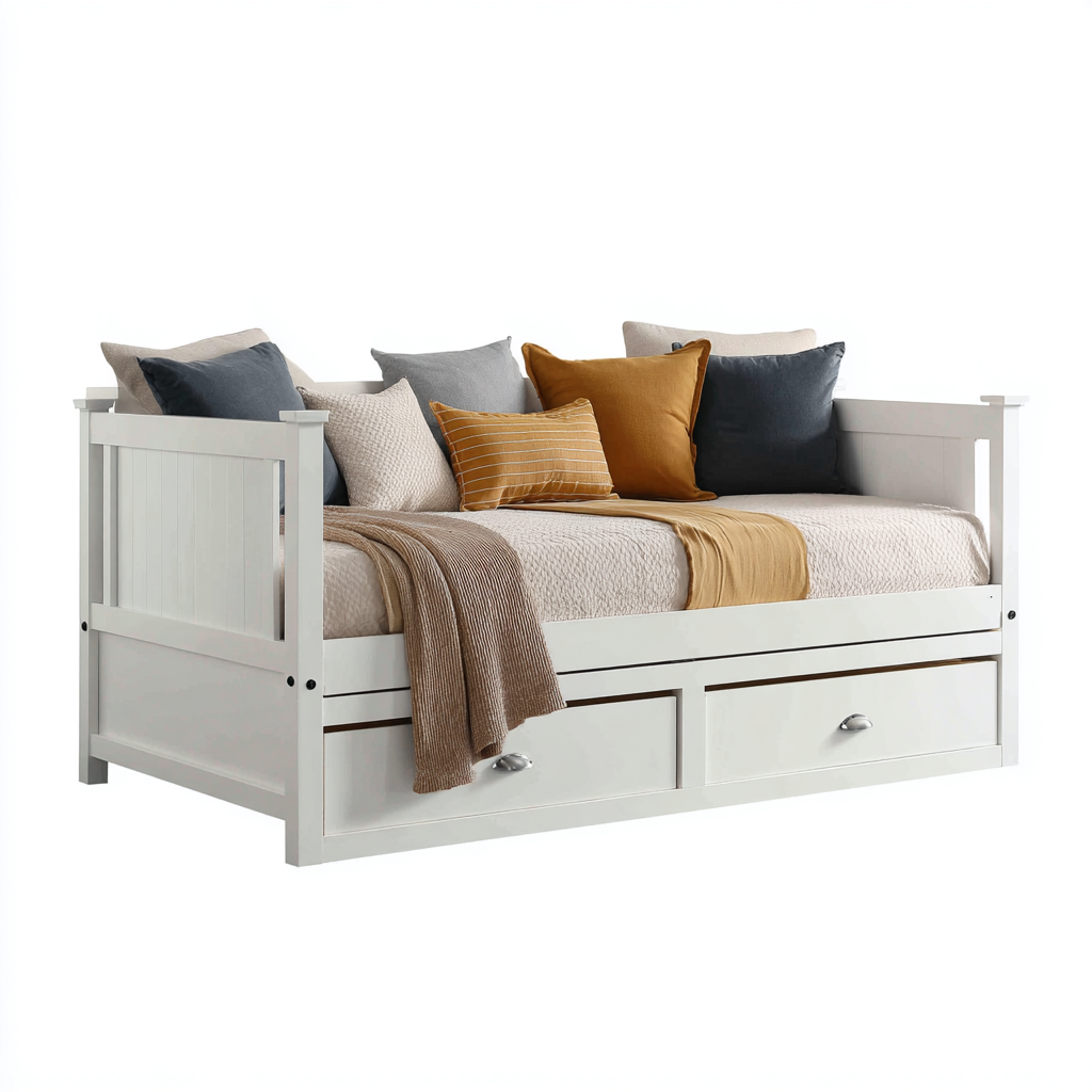 Divano letto con cassetti 200x90x85 cm - bianco - design moderno-Nestgetnest