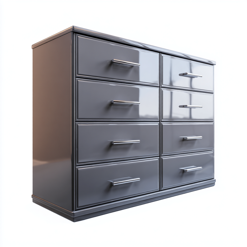 Cassettiera in legno 140x45x85 cm - grigio - stile moderno per camera da letto-Nestgetnest