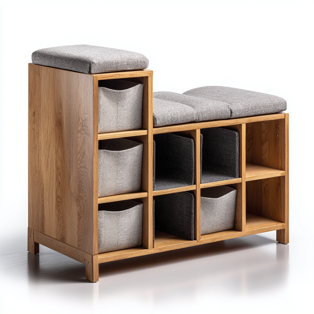 Panca da ingresso con seduta imbottita in legno 100x35x50 cm - naturale-grigio - design moderno-Nestgetnest