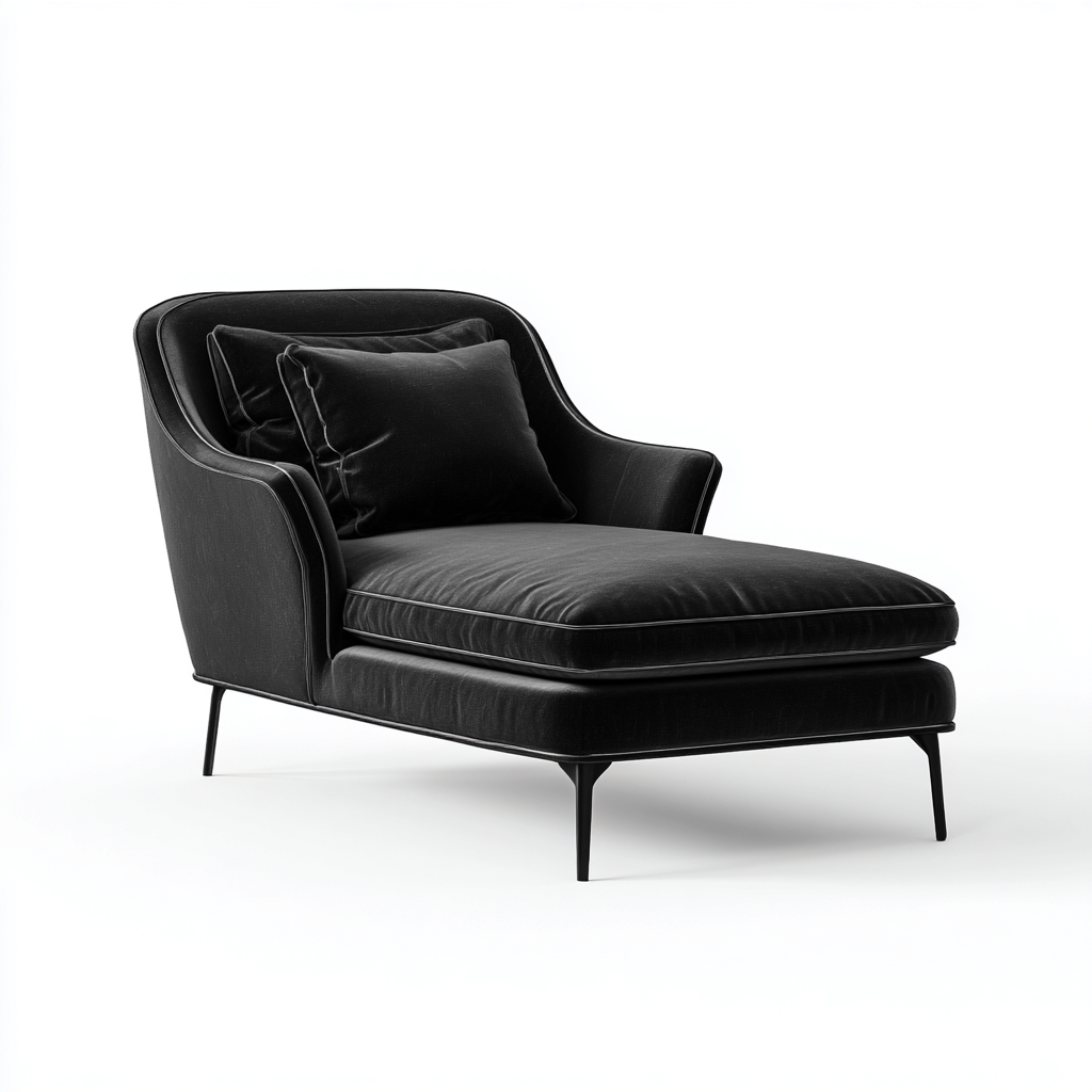 Chaise longue in tessuto e metallo 160x75x80 cm - nero - design contemporaneo per soggiorno-Nestgetnest
