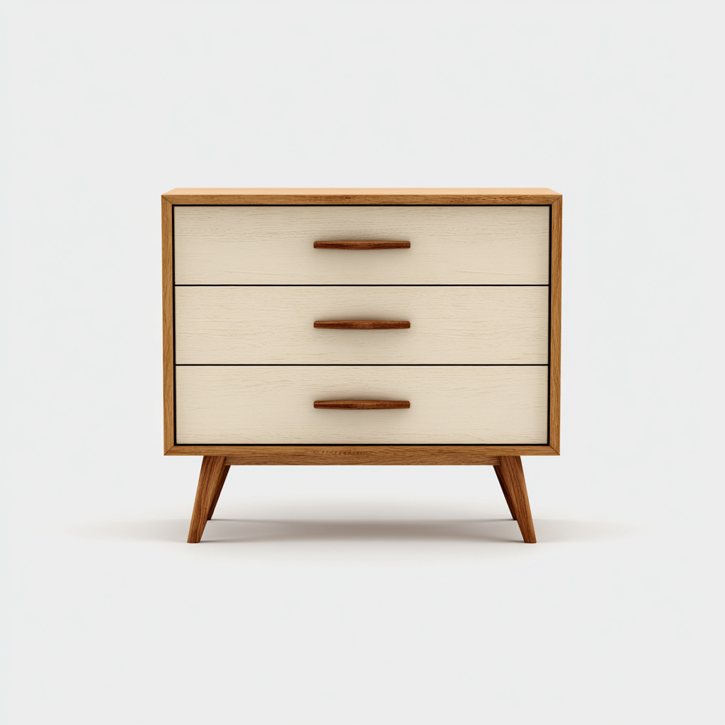 Cassettiera legno 80x40x75 cm Bianco Naturale Stile moderno funzionale-Nestgetnest