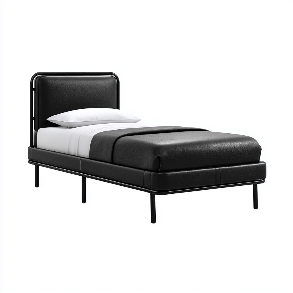 Letto singolo imbottito 200x90x90 cm - nero - design moderno-Nestgetnest