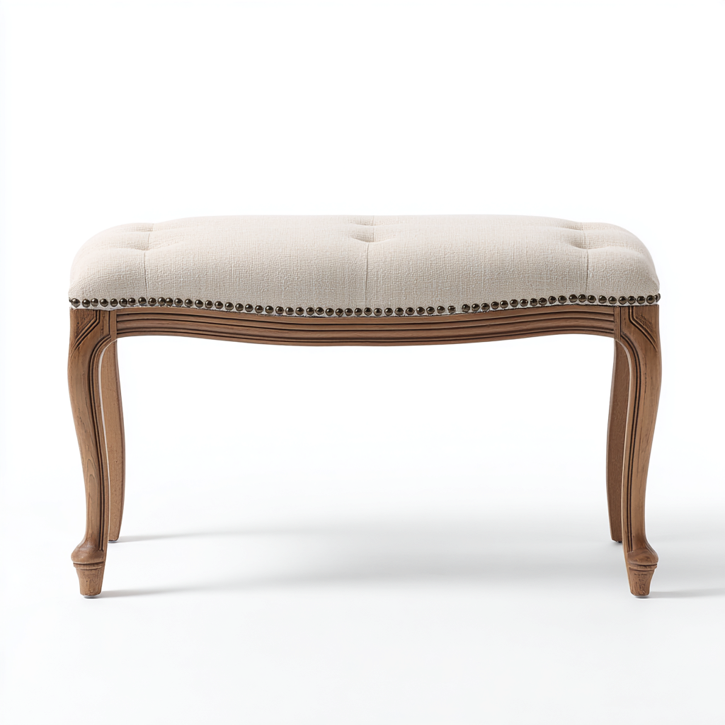 Panca da ingresso imbottita in legno 100x40x48 cm - beige-marrone - stile classico-Nestgetnest