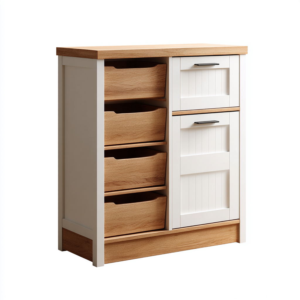 Scarpiera in legno con cassetti e ante 80x35x90 cm - bianco-legno naturale - design moderno per ingresso-Nestgetnest