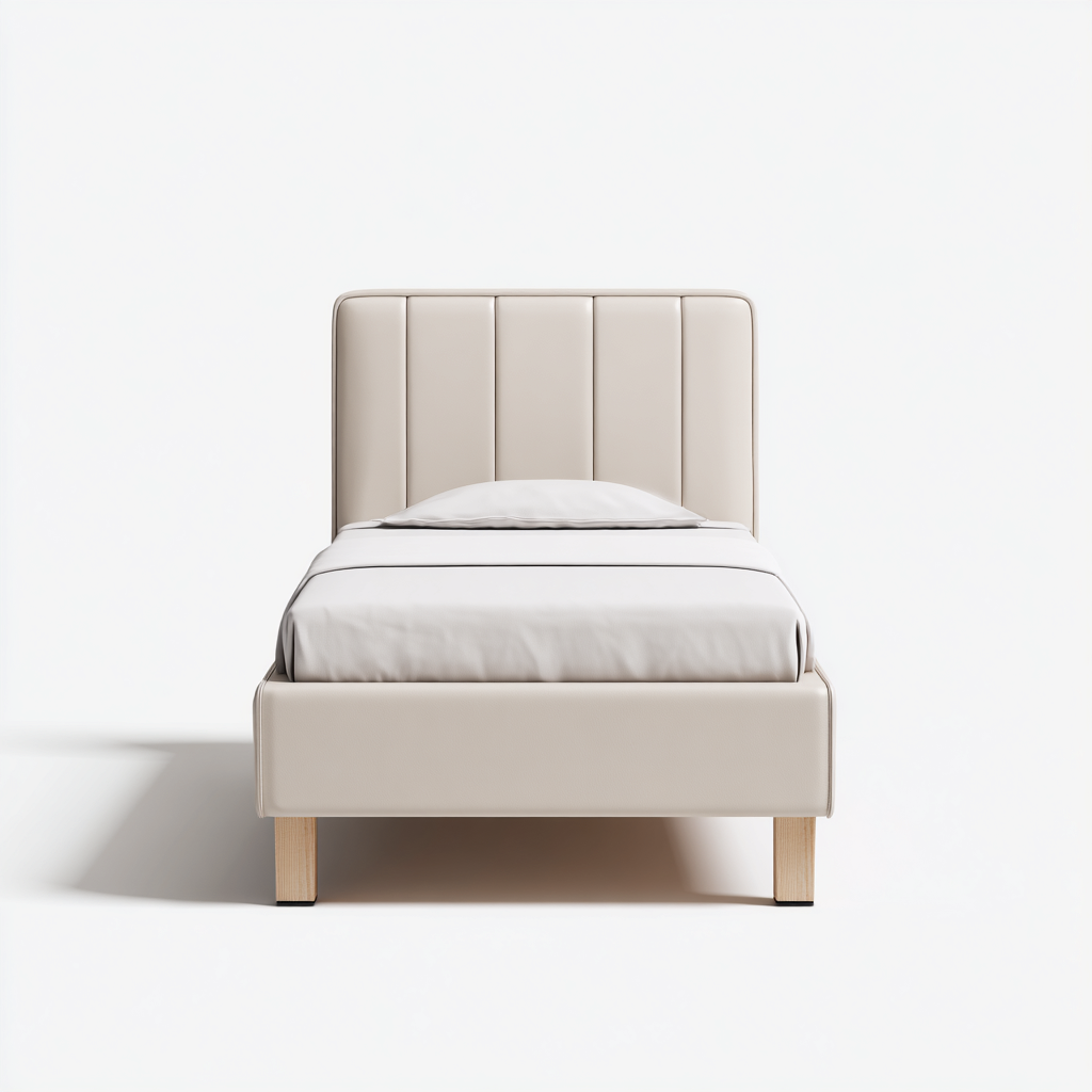 Letto singolo imbottito tessuto 200x90x100 cm - Beige - Design moderno-Nestgetnest