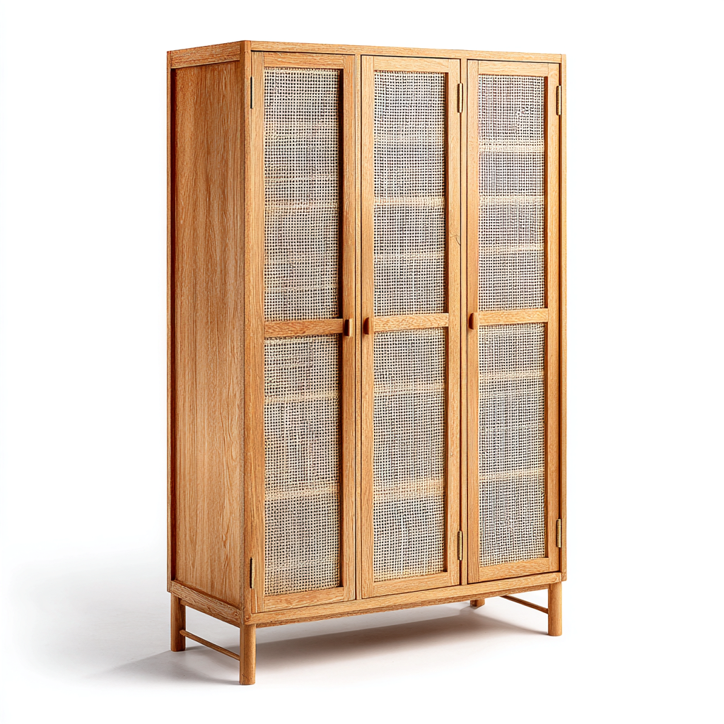 Armadio con tripla anta 120x45x180 cm - marrone - design naturale-Nestgetnest