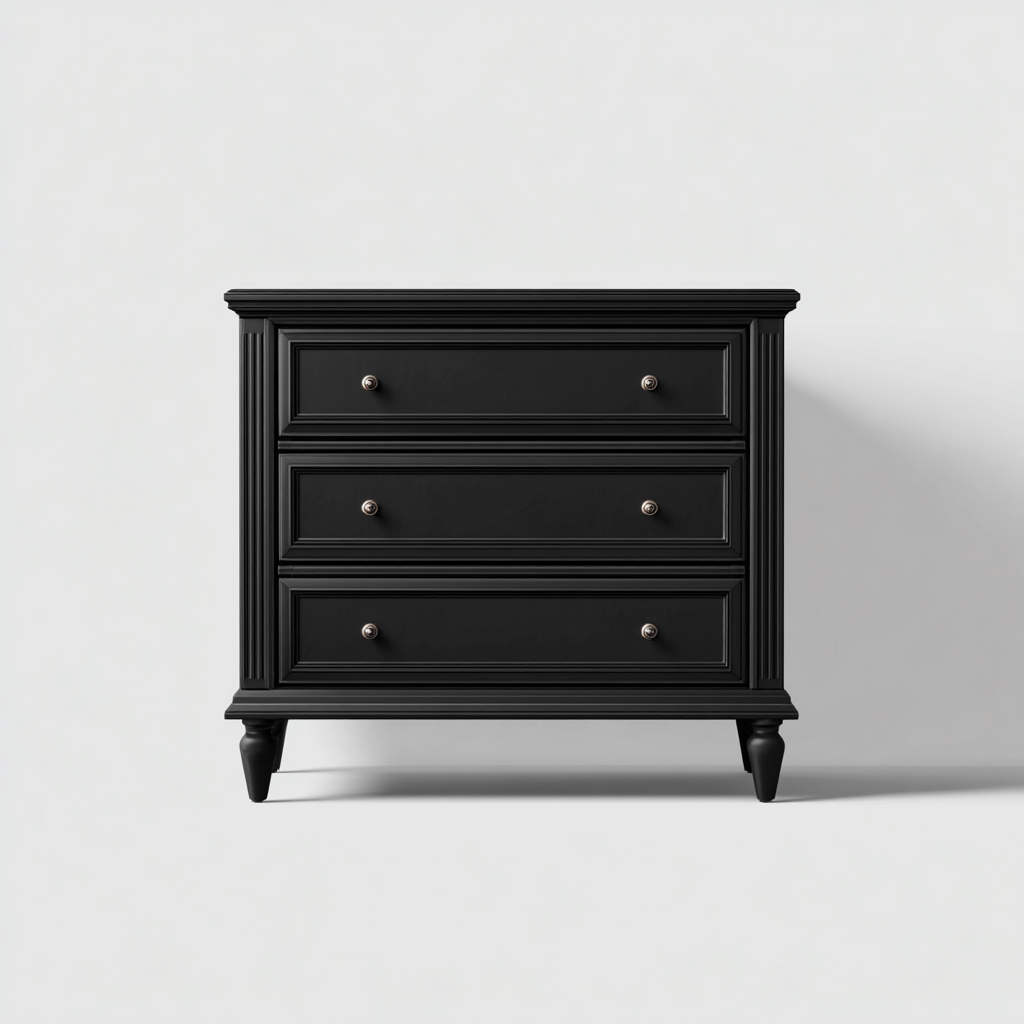 Cassettiera in legno 90x45x80 cm - nero - stile classico per camera da letto-Nestgetnest