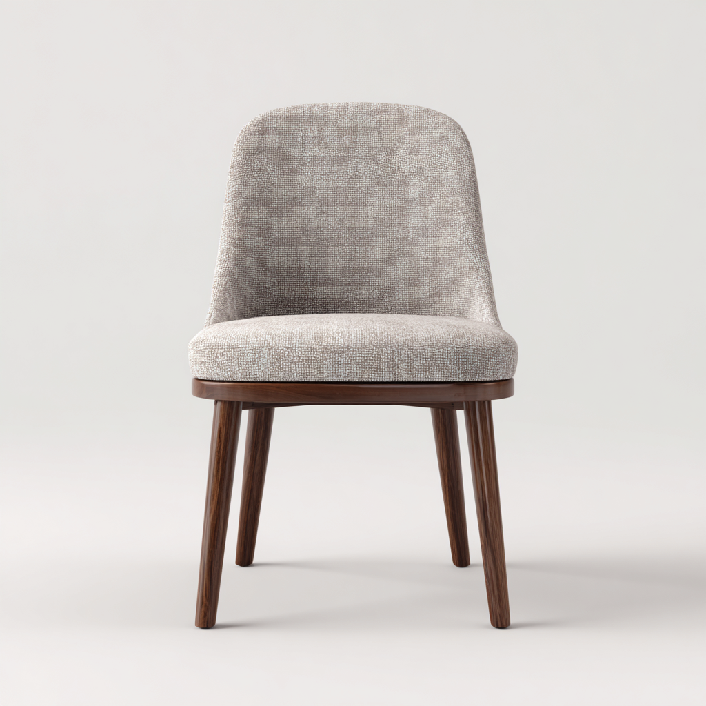 Sedia da pranzo imbottita in tessuto beige con gambe in legno scuro 46x54x83 cm - seduta confortevole - stile moderno per sala da pranzo-Nestgetnest