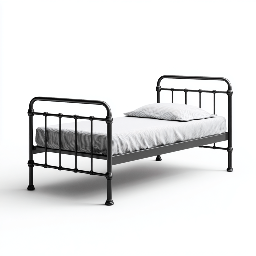 Letto singolo in metallo 200x90x90 cm - nero - design classico per camera-Nestgetnest