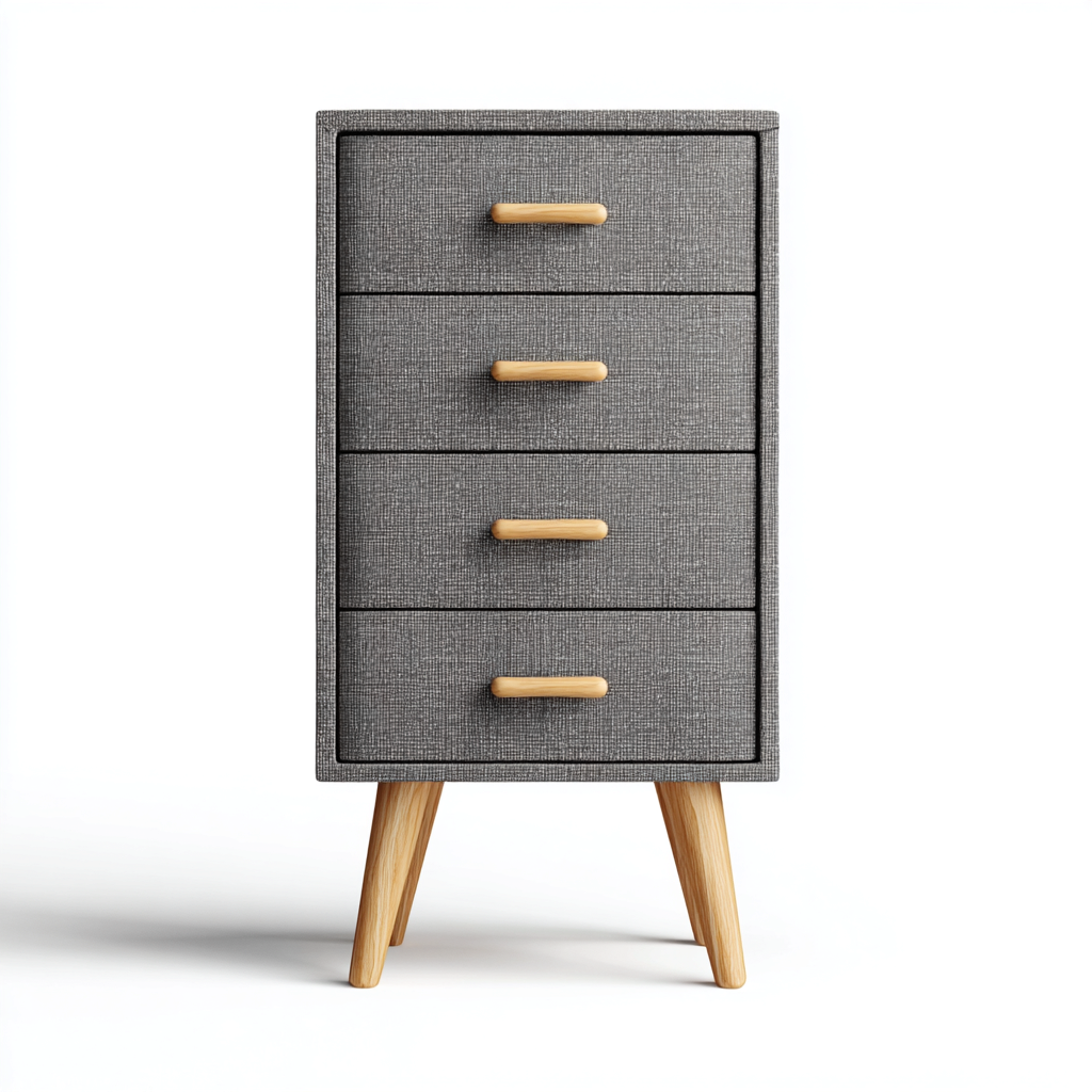 Cassettiera in tessuto e legno 45x35x85 cm - grigio-legno - per camera da letto - design nordico-Nestgetnest