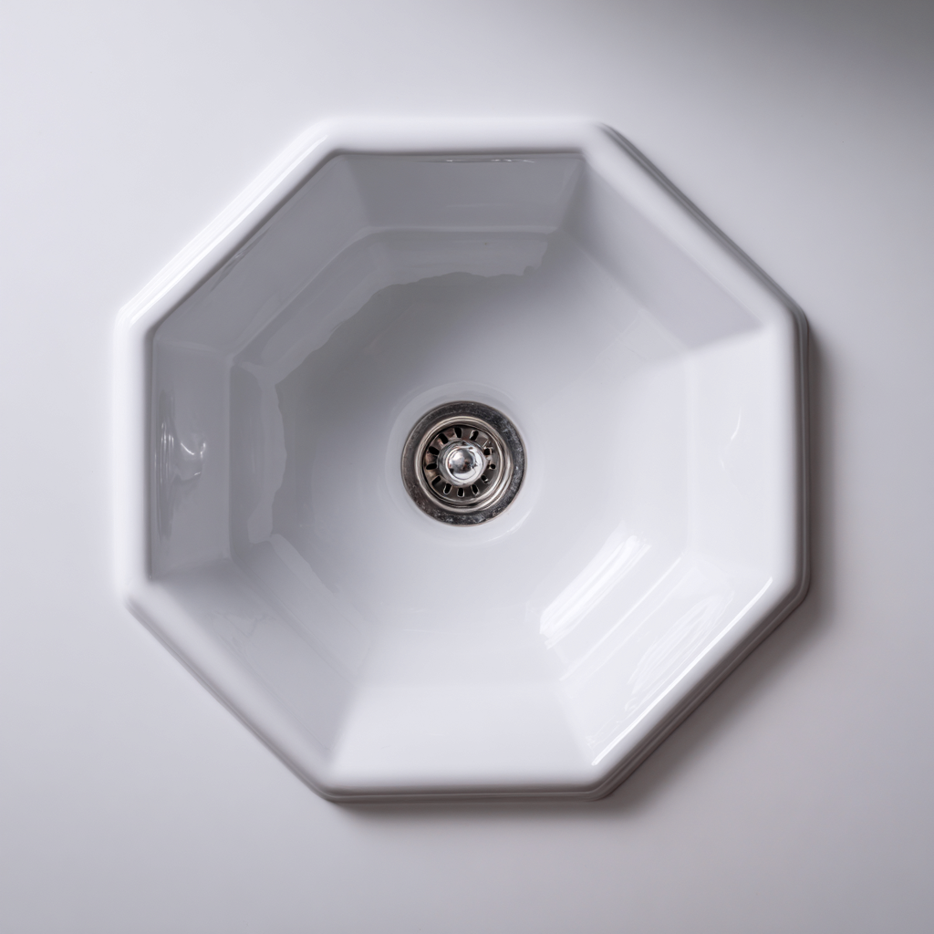 Lavabo ottagonale da appoggio in ceramica 40x40x14 cm - bianco - design moderno per bagno-Nestgetnest