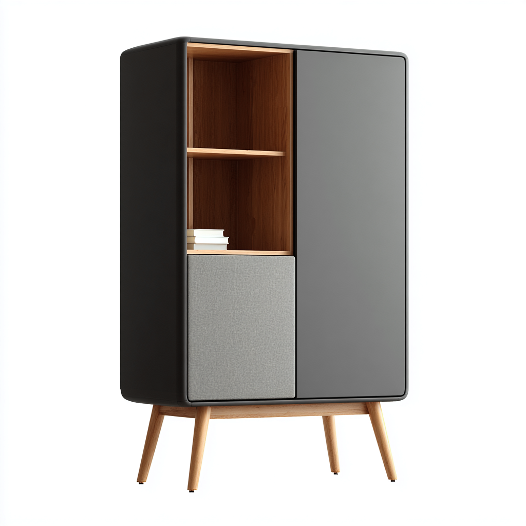 Mobile bagno a terra legno 60x35x120 cm - Nero-Grigio - Design moderno-Nestgetnest