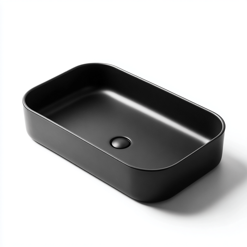 Lavabo da appoggio in ceramica 50x35x12 cm - nero - design moderno per bagno-Nestgetnest