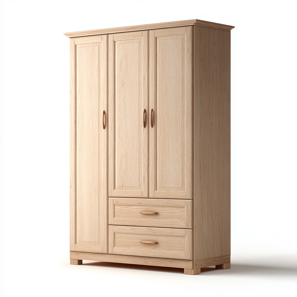 Armadio in legno 100x55x180 cm - legno naturale - design classico per camera-Nestgetnest