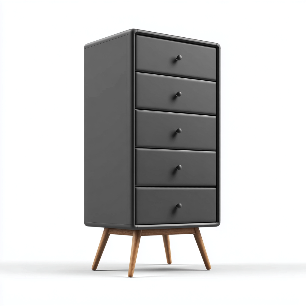 Cassettiera alta con finitura grigio antracite 50x40x90 cm - grigio - design moderno per soggiorno-Nestgetnest