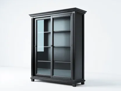 Vitrina de salón madera y vidrio 120x40x140 cm - negro - estilo clásico con puertas correderas-Craftmyloft