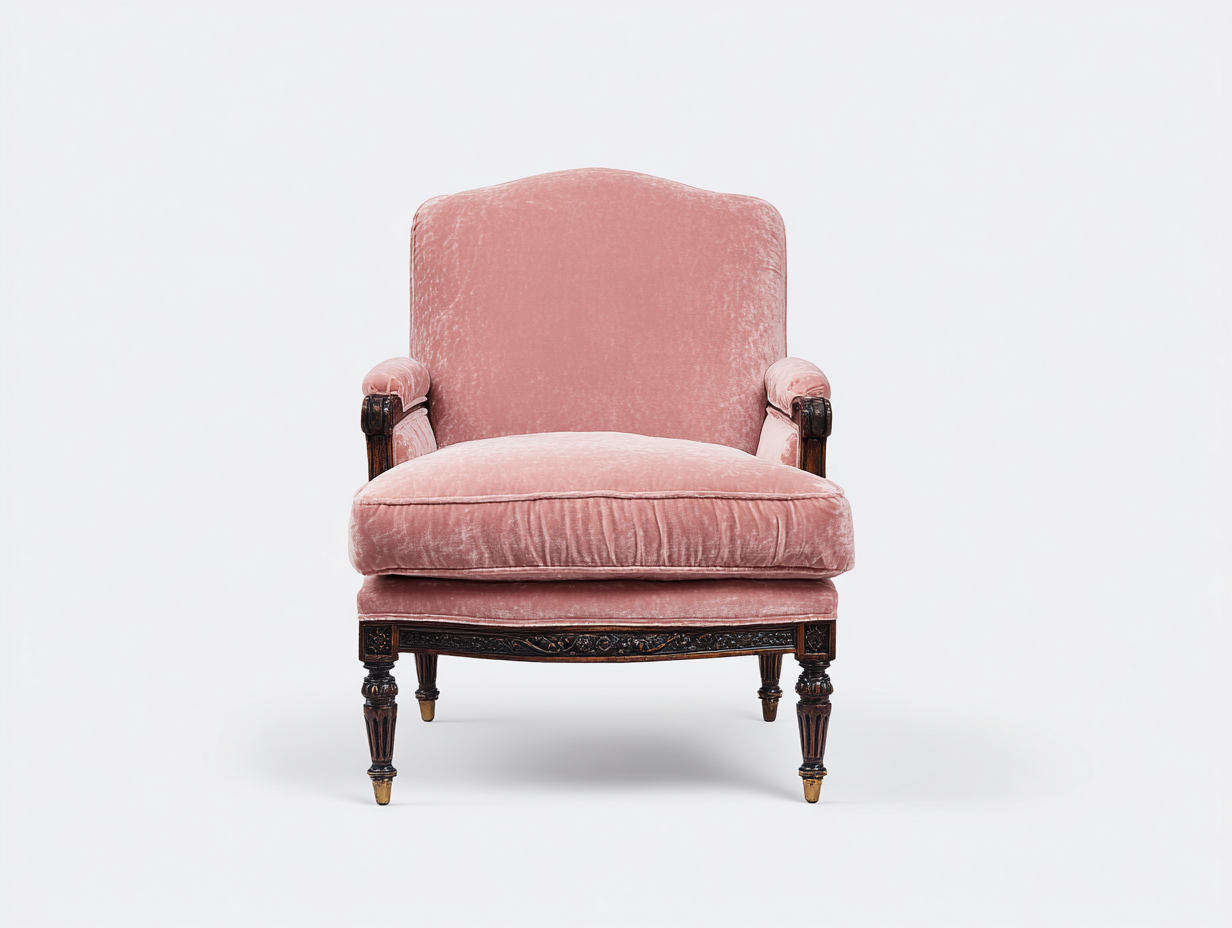 Sillón tapizado de terciopelo 82x78x90 cm - rosa - diseño clásico para salón-Craftmyloft