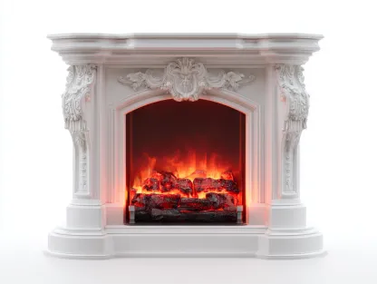 Chimeneas eléctricas decorativas 120x30x100 cm - estructura de resina y panel interior metálico - blanco - estilo clásico ornamental-Craftmyloft