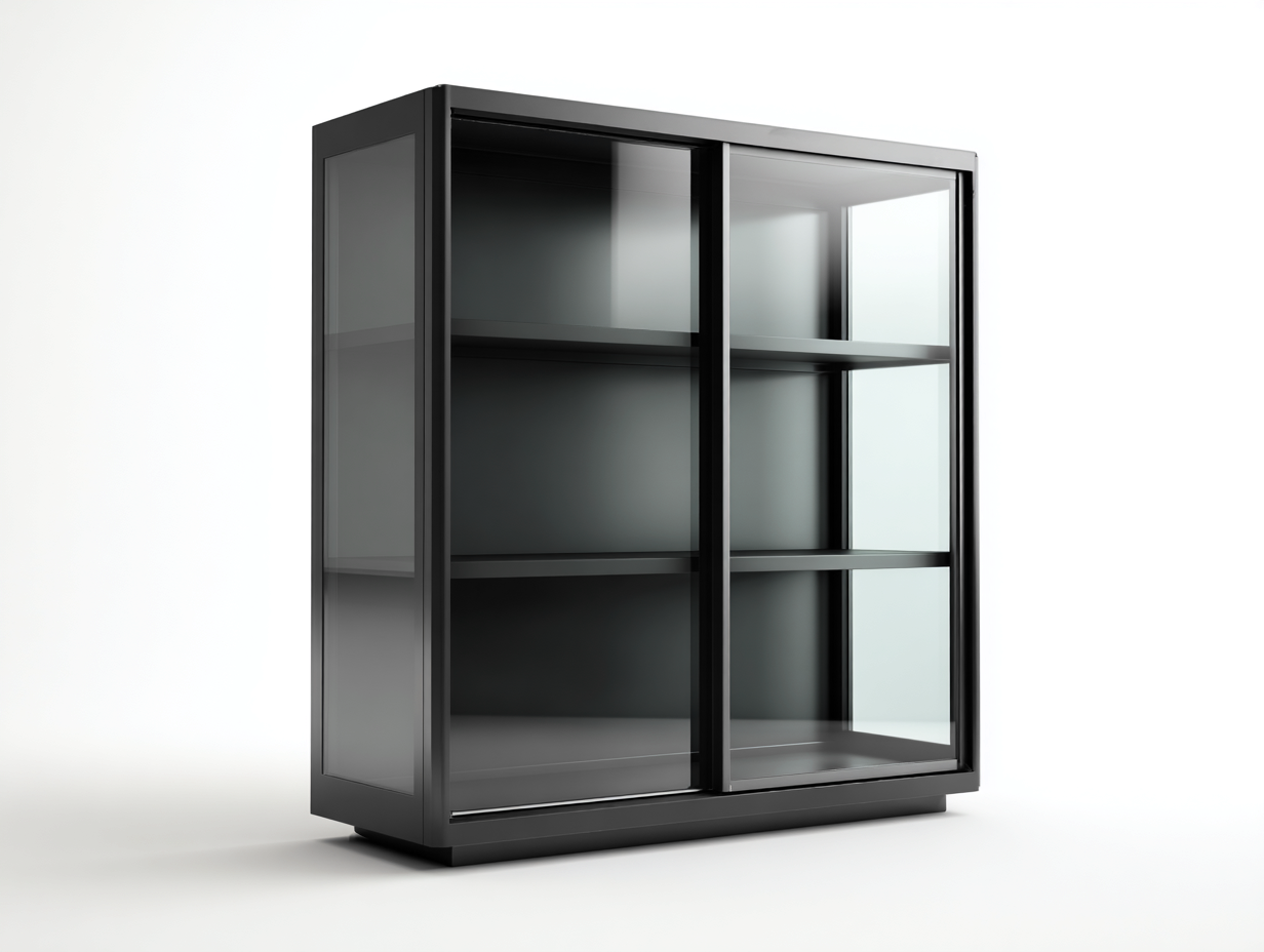Vitrina de almacenamiento metal y vidrio templado 80x40x90 cm - negro - puertas correderas - diseño moderno-Craftmyloft