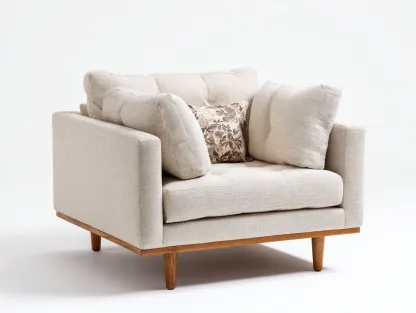 Sillón tapizado de tela 95x85x82 cm - beige - diseño moderno para salón-Craftmyloft