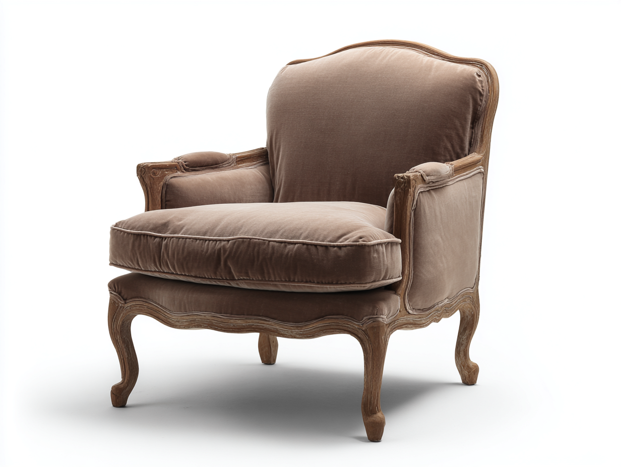 Sillones tapizados en tela con estructura de madera 80x85x90 cm - Marrón - Estilo clásico para salón-Craftmyloft