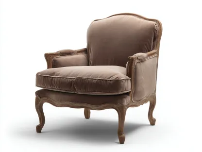 Sillones tapizados en tela con estructura de madera 80x85x90 cm - Marrón - Estilo clásico para salón-Craftmyloft