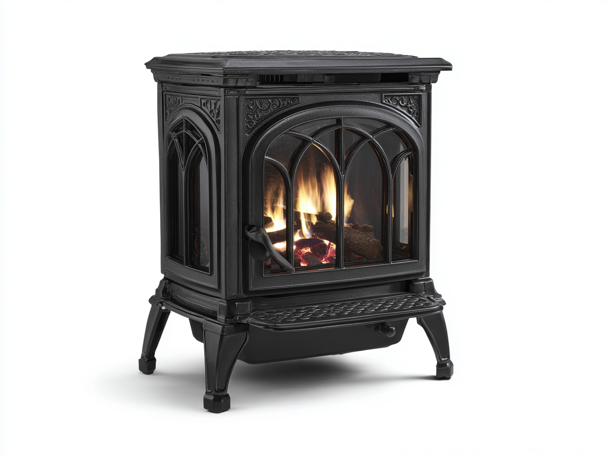 Chimenea eléctrica independiente metal y vidrio 55x40x65 cm - negro - efecto llama realista - estilo clásico-Craftmyloft