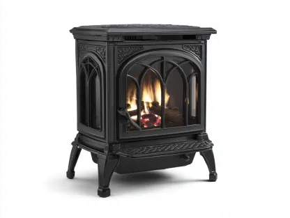 Chimenea eléctrica independiente metal y vidrio 55x40x65 cm - negro - efecto llama realista - estilo clásico-Craftmyloft