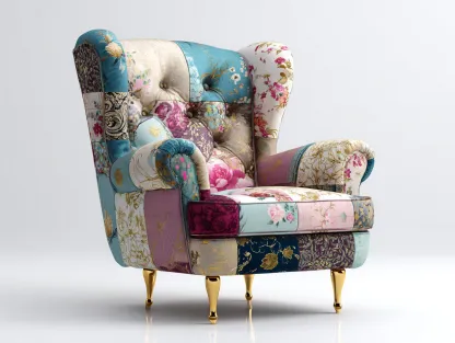 Sillones tapizados en tela estampada 80x85x100 cm - Multicolor - Estilo clásico decorativo para salón-Craftmyloft