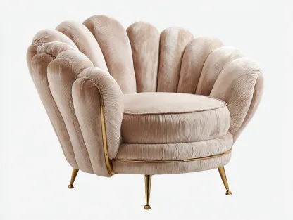 Sillón tapizado de terciopelo acanalado 85x80x78 cm - beige - diseño moderno para salón-Craftmyloft