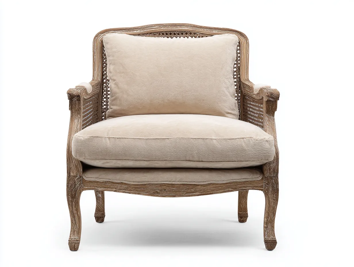 Sillón tapizado tela y madera 78x82x90 cm - beige - estilo clásico para salón-Craftmyloft