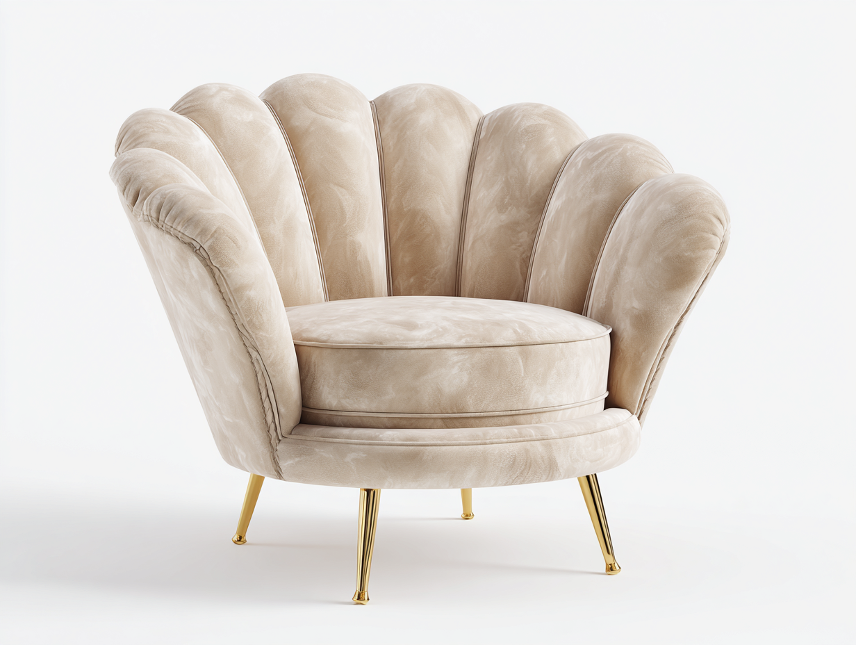 Sillones tapizados en terciopelo 75x70x80 cm - Beige - Diseño moderno para salón-Craftmyloft