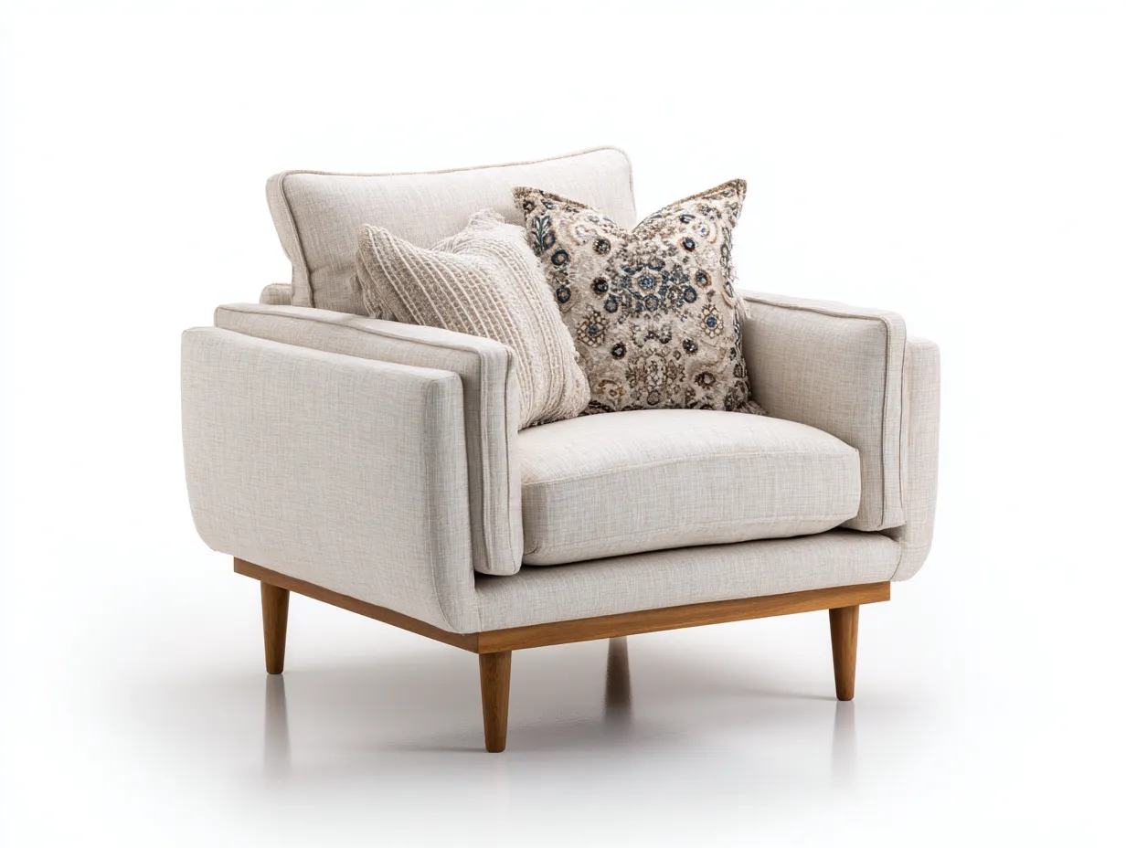 Sillones tapizados en tela 85x80x85 cm - Beige - Diseño moderno para salón-Craftmyloft