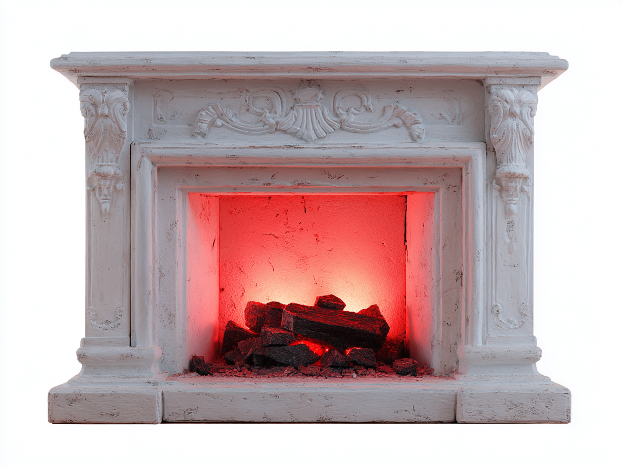 Chimenea eléctrica decorativa resina efecto piedra 90x30x75 cm - blanco - estilo clásico con efecto llama LED-Craftmyloft