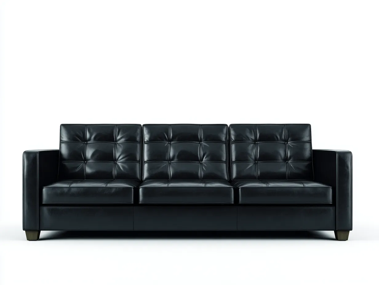 3 Sitzer Sofas - Kunstleder-Holz-Metall - 224x95x91 cm - Schwarz - Modernes Wohnzimmerdesign-Cozygoden