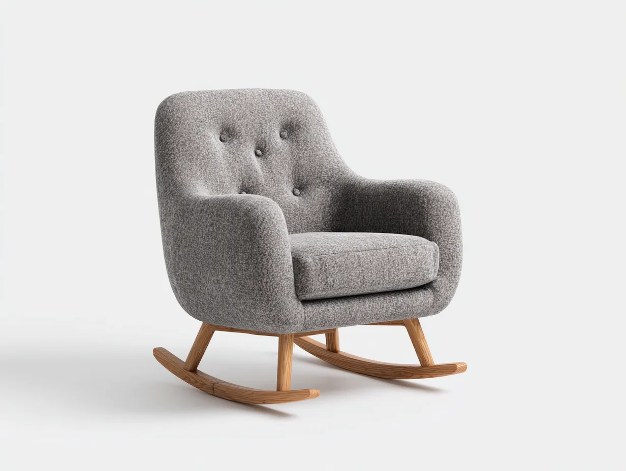 Schaukelstühle - Stoff-Holz - 74 x 90 x 97 cm - Hellgrau - Modern-Cozygoden