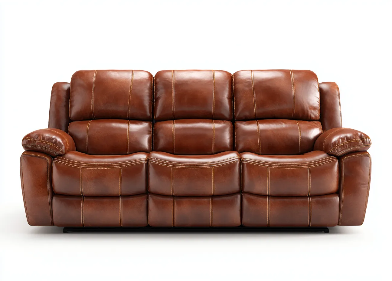 3 Sitzer Sofas - Kunstleder-Holz-Metall - 226x98x104 cm - Braun - Modernes Wohnzimmerdesign-Cozygoden